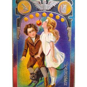 Halloween Postcard Nash 5 Fantasy Children Apple Owl Black Cat Witch Nash 1911